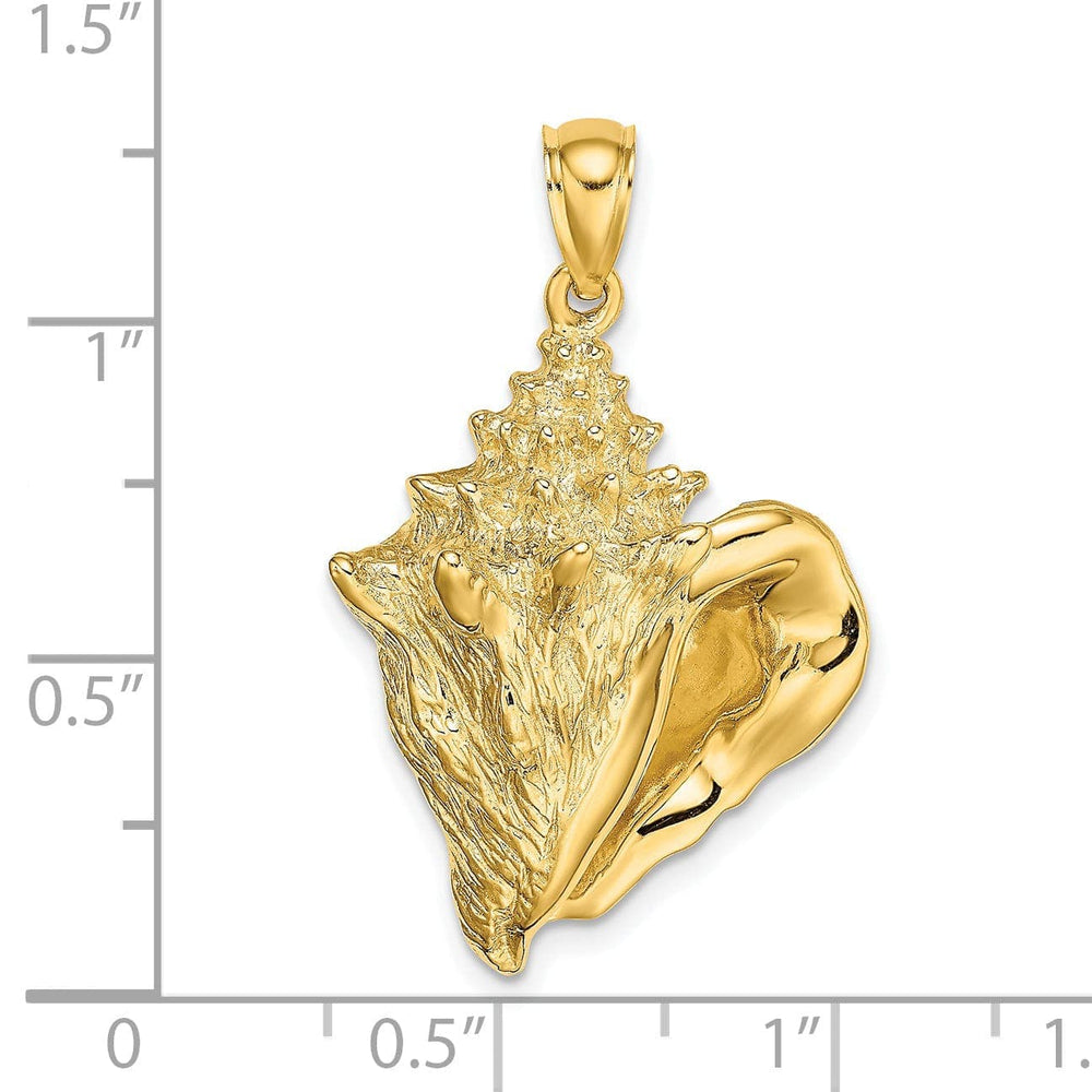 Lovely Rita's Pendants & Charms 14K Yellow Gold Solid Polished Texture Finish Conch Shell Charm Pendant