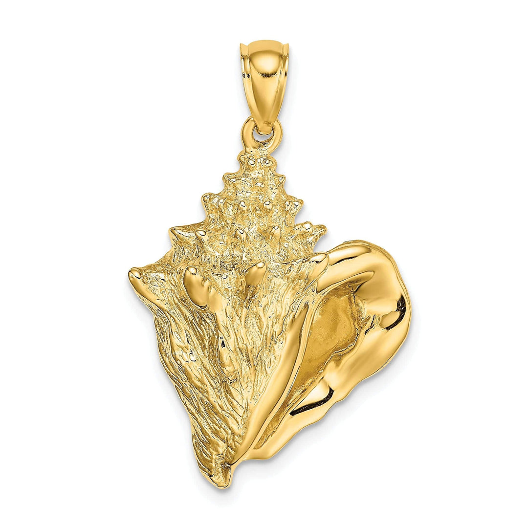 Lovely Rita's Pendants & Charms 14K Yellow Gold Solid Polished Texture Finish Conch Shell Charm Pendant