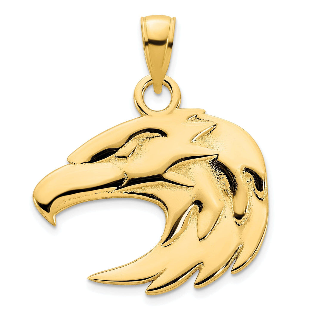 Lovely Rita's Pendants & Charms 14k Yellow Gold Solid Polished Texture Finish Eagle Head Unisex Charm Pendant