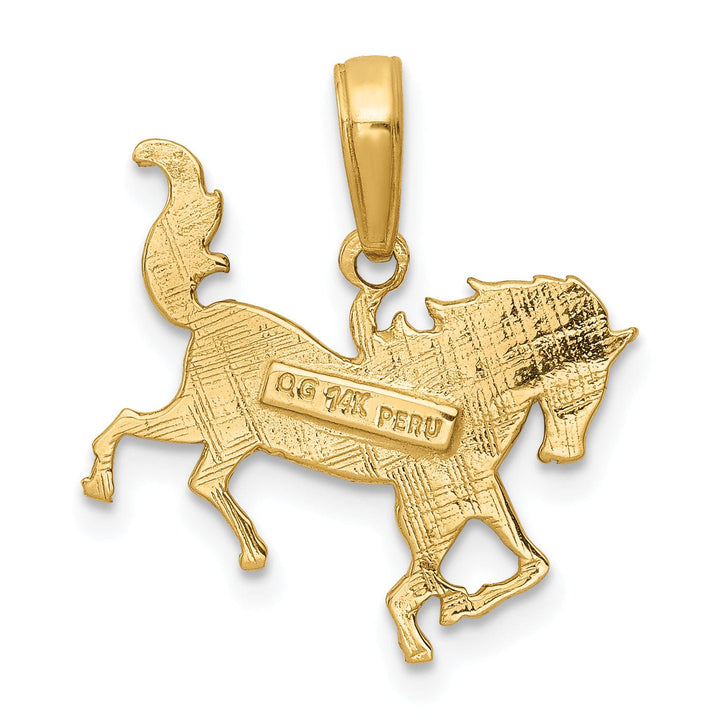 Lovely Rita's Pendants & Charms 14k Yellow Gold Solid Polished Texture Finish Horse Mens Charm Pendant