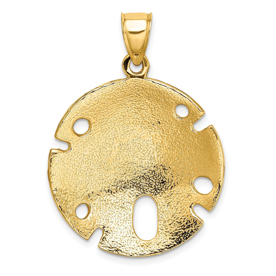 Lovely Rita's Pendants & Charms 14K Yellow Gold Solid Polished Texture Finish Large Size Sea Sand Dollar Charm Pendant