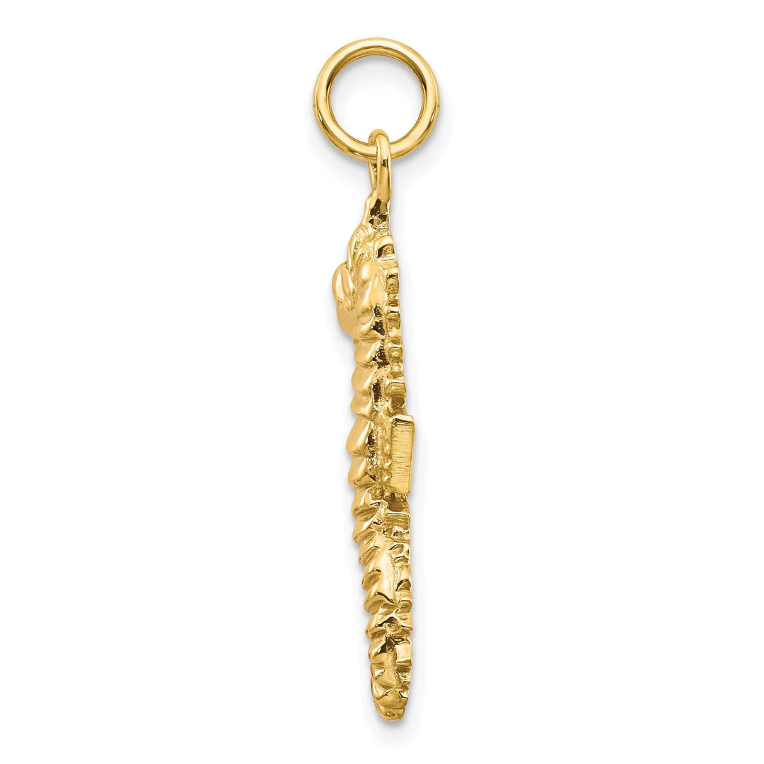 Lovely Rita's Pendants & Charms 14k Yellow Gold Solid Polished Texture Finish Men's Seahorse Charm Pendant