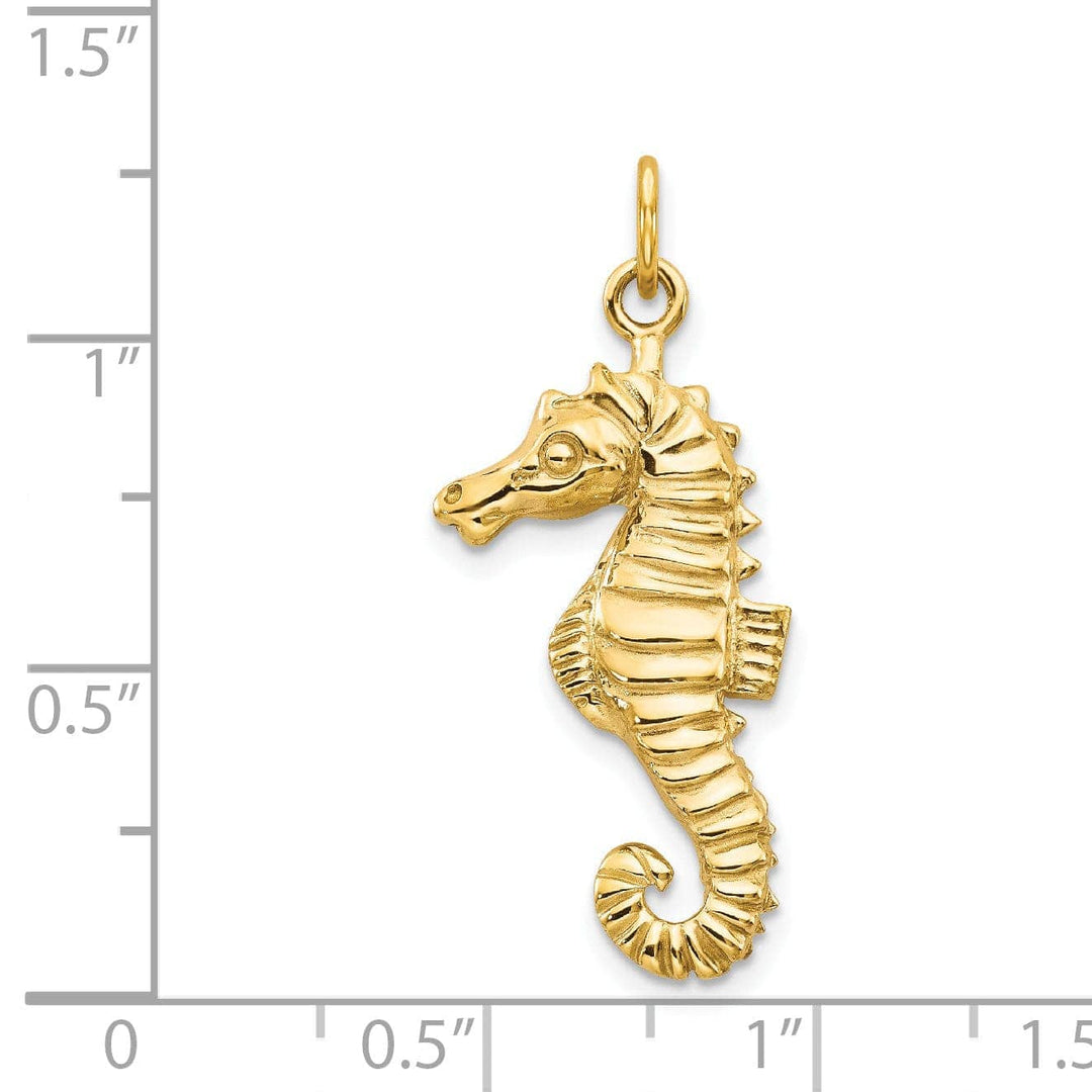 Lovely Rita's Pendants & Charms 14k Yellow Gold Solid Polished Texture Finish Men's Seahorse Charm Pendant