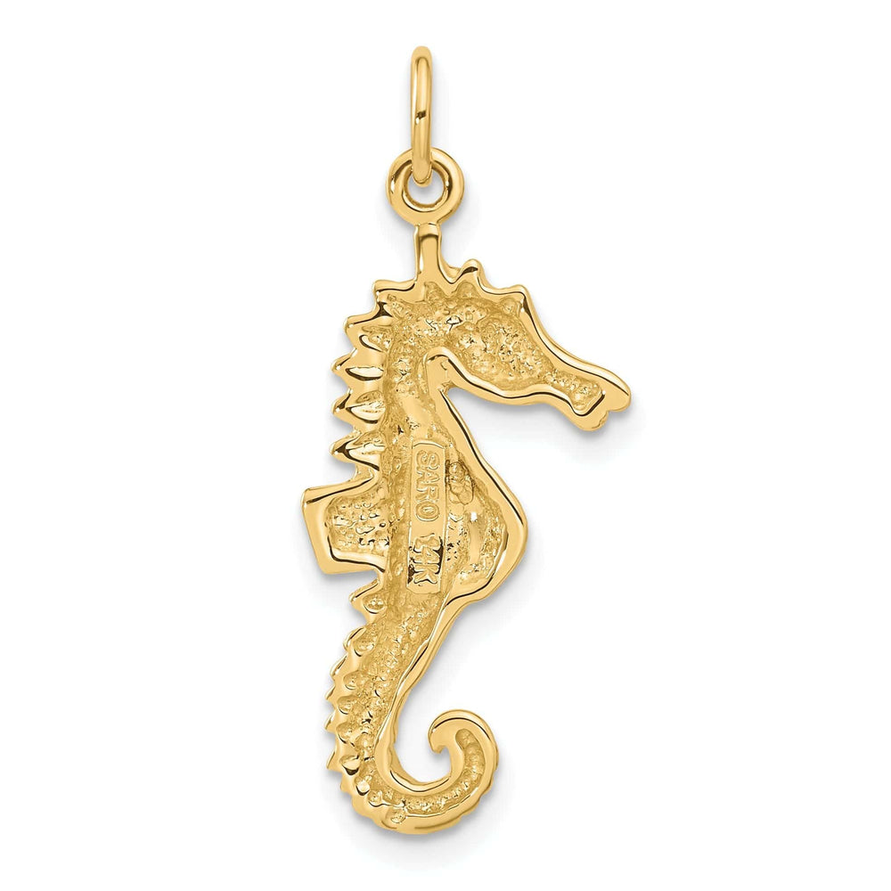 Lovely Rita's Pendants & Charms 14k Yellow Gold Solid Polished Texture Finish Men's Seahorse Charm Pendant