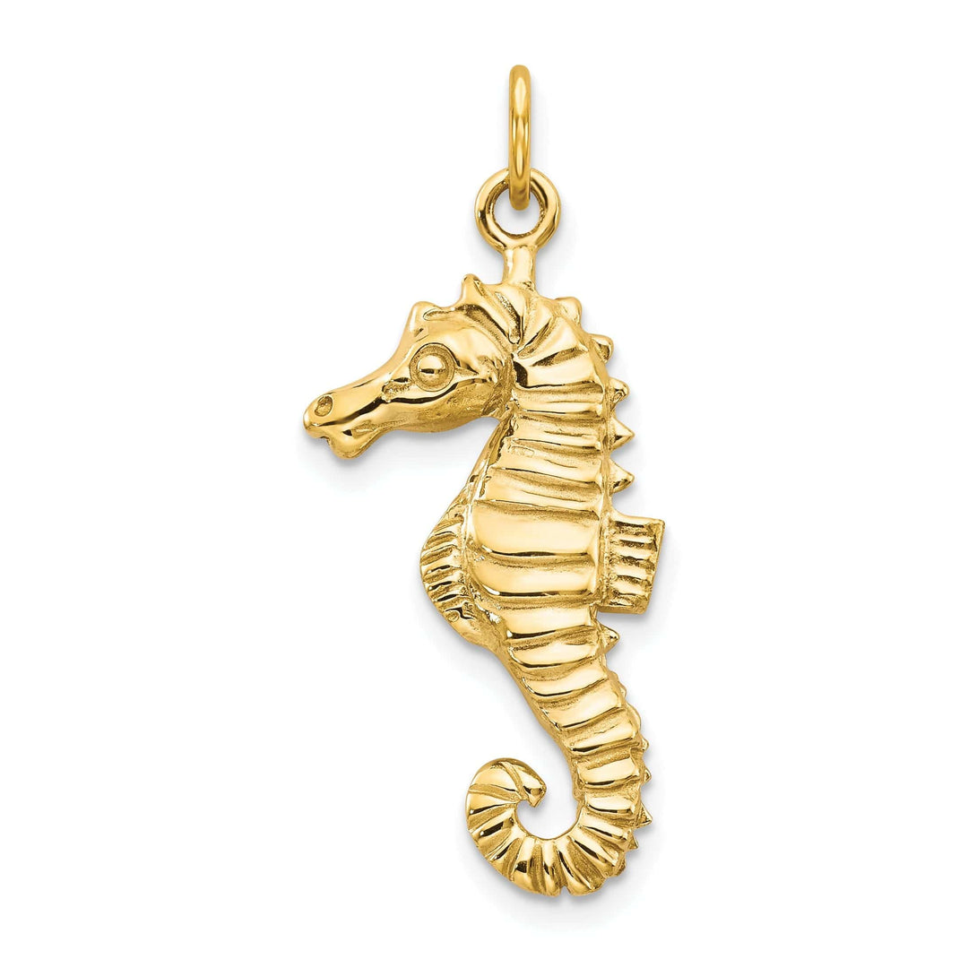 Lovely Rita's Pendants & Charms 14k Yellow Gold Solid Polished Texture Finish Men's Seahorse Charm Pendant