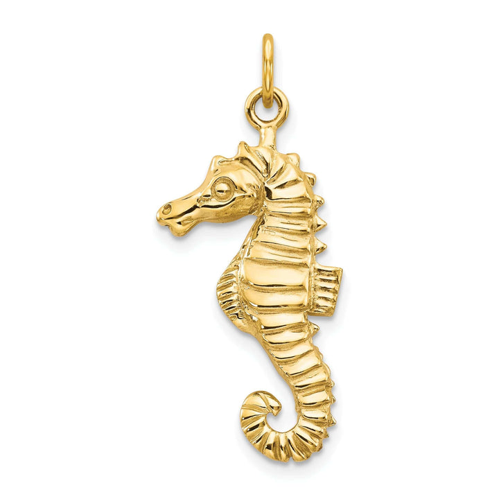 Lovely Rita's Pendants & Charms 14k Yellow Gold Solid Polished Texture Finish Men's Seahorse Charm Pendant