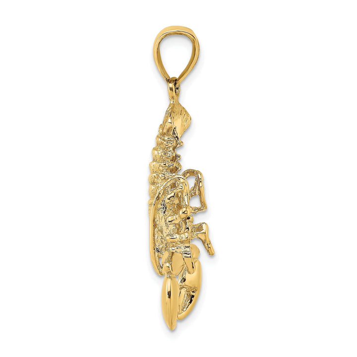 Lovely Rita's Pendants & Charms 14K Yellow Gold Solid Polished Texture Finish Moveable Lobster Charm Pendant