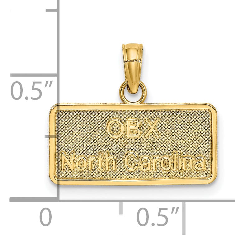 Lovely Rita's Pendants & Charms 14K Yellow Gold Solid Polished Texture Finish OBX NORTH CAROLINA License Plate Charm Pendant