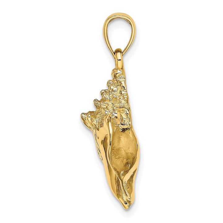 Lovely Rita's Pendants & Charms 14K Yellow Gold Solid Polished Texture Finish Open Back Conch Shell Charm Pendant