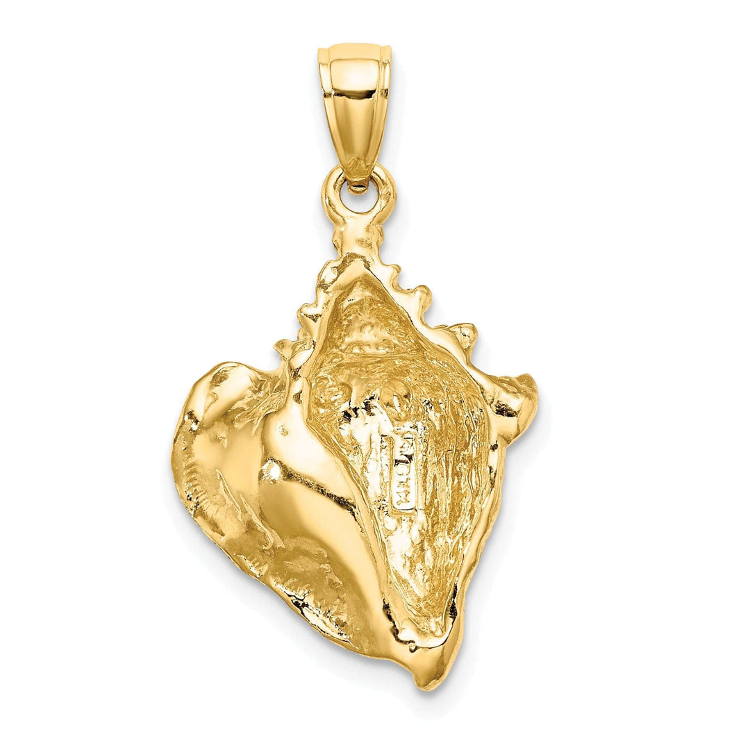 Lovely Rita's Pendants & Charms 14K Yellow Gold Solid Polished Texture Finish Open Back Conch Shell Charm Pendant