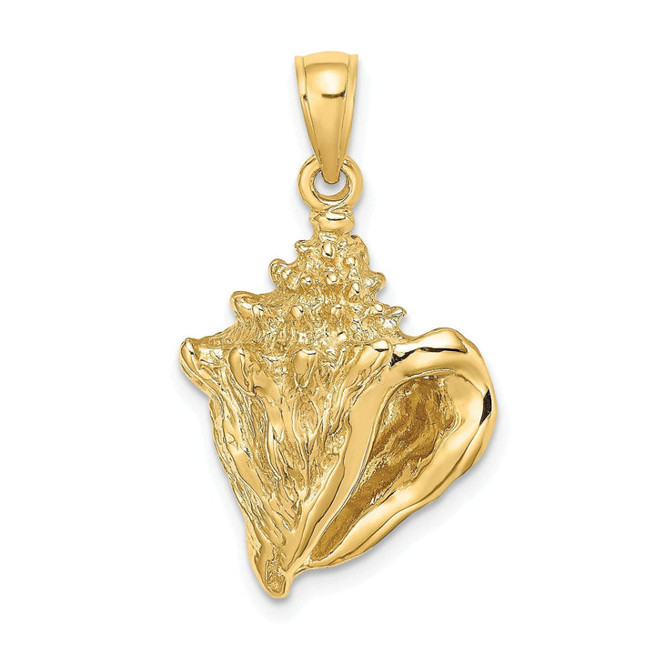 Lovely Rita's Pendants & Charms 14K Yellow Gold Solid Polished Texture Finish Open Back Conch Shell Charm Pendant