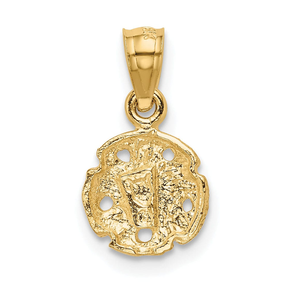 Lovely Rita's Pendants & Charms 14K Yellow Gold Solid Polished Texture Finish Sea Sand Dollar Charm Pendant