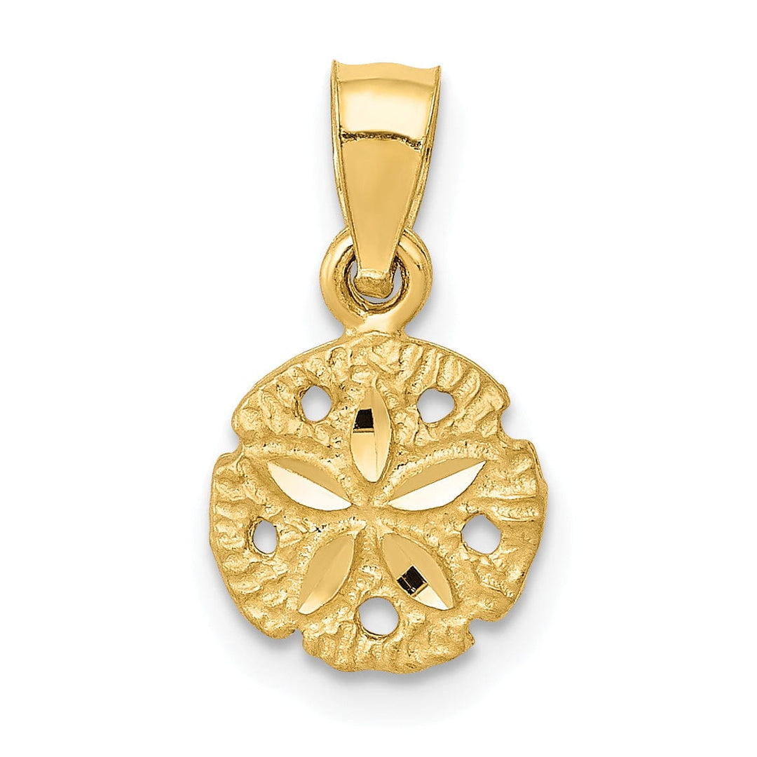 Lovely Rita's Pendants & Charms 14K Yellow Gold Solid Polished Texture Finish Sea Sand Dollar Charm Pendant