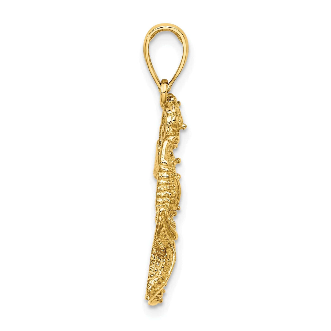 Lovely Rita's Pendants & Charms 14K Yellow Gold Solid Polished Texture Finish Starfish and Seahorse Design Charm Pendant