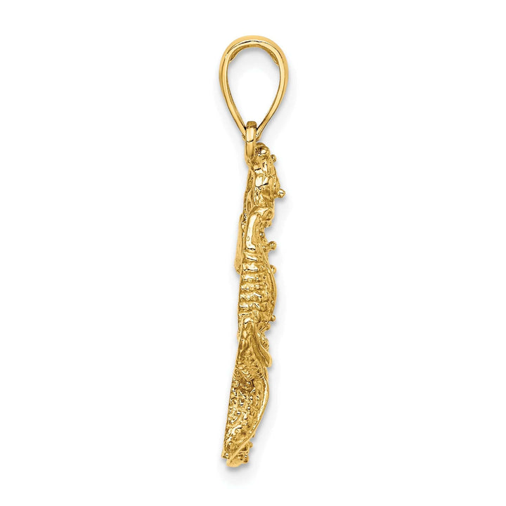Lovely Rita's Pendants & Charms 14K Yellow Gold Solid Polished Texture Finish Starfish and Seahorse Design Charm Pendant