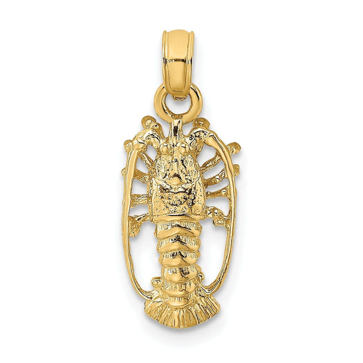 Lovely Rita's Pendants & Charms 14K Yellow Gold Solid Polished Texture Open Back Florida Lobster with Out Claws Charm