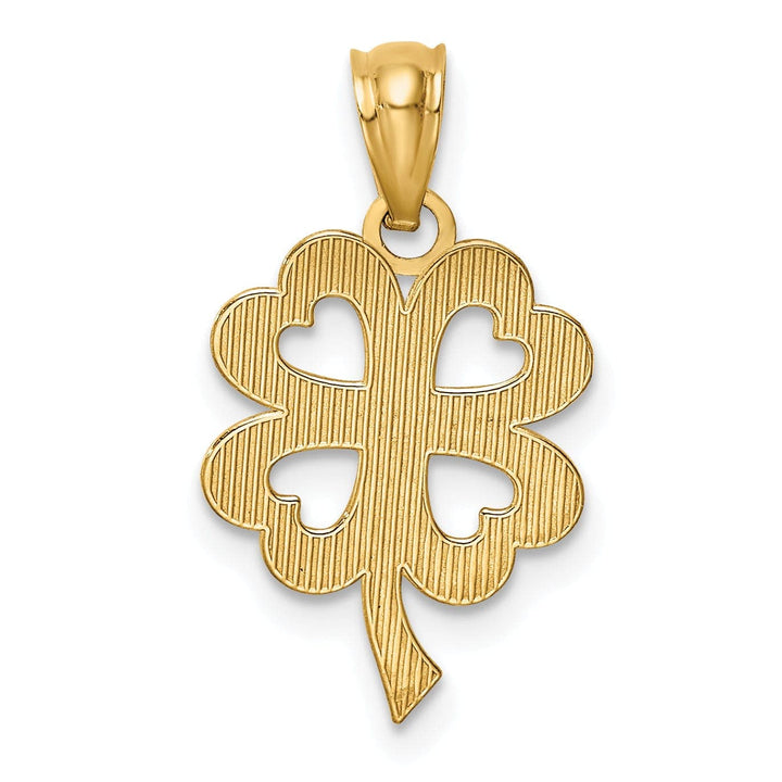 Lovely Rita's Pendants & Charms 14k Yellow Gold Solid Polished Textured Diamond Cut Finish 4-Leaf Clover Design Charm Pendant