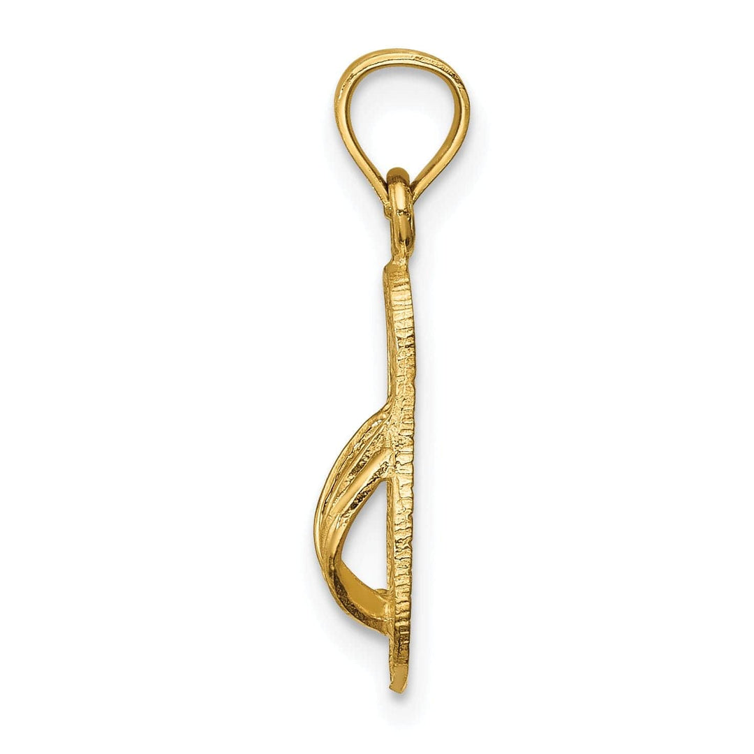 Lovely Rita's Pendants & Charms 14k Yellow Gold Solid Polished Textured Finish 3-Dimensional Single Flip Flop Sandle Charm Pendant