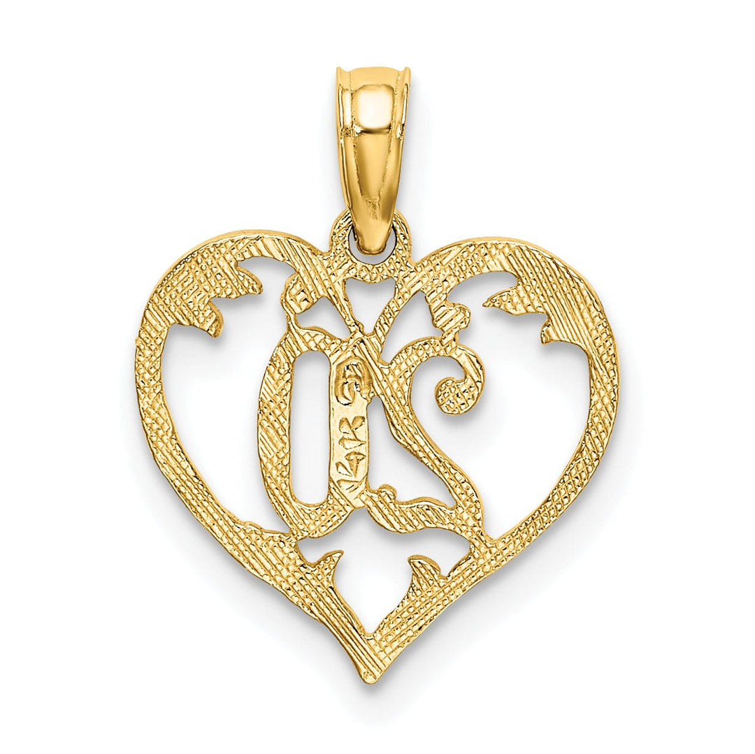Lovely Rita's Pendants & Charms 14K Yellow Gold Solid Polished Textured Finish Age 20 In Heart Shape Design Charm Pendant