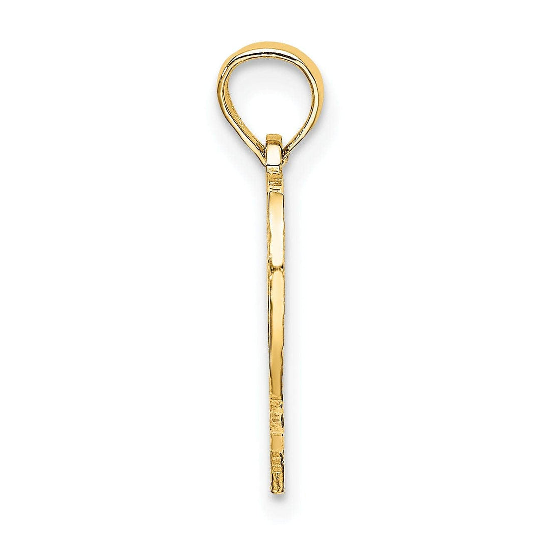 Lovely Rita's Pendants & Charms 14K Yellow Gold Solid Polished Textured Finish Age 21 In Heart Shape Design Charm Pendant