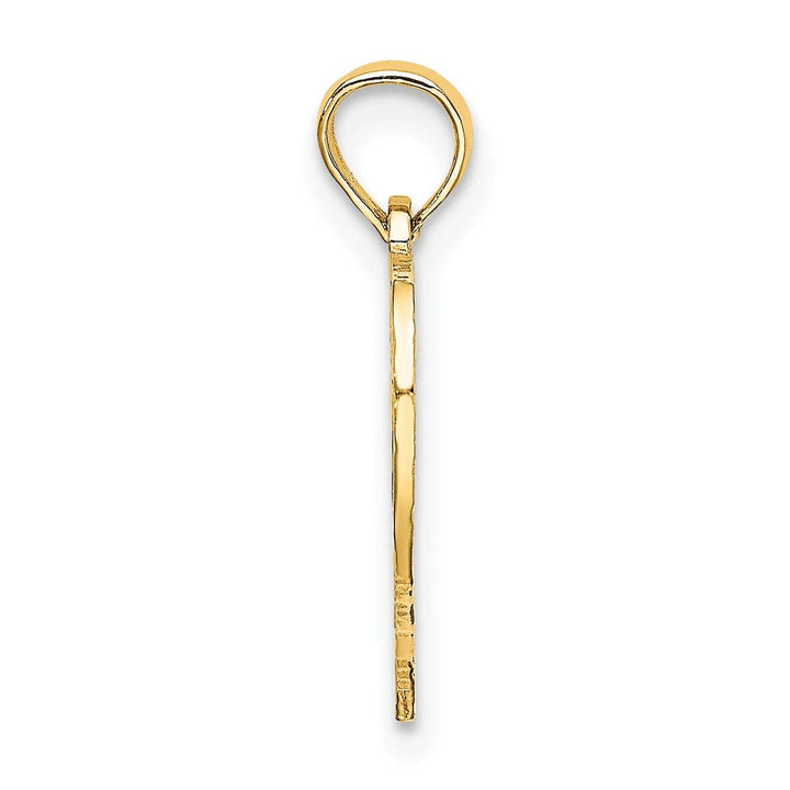 Lovely Rita's Pendants & Charms 14K Yellow Gold Solid Polished Textured Finish Age 21 In Heart Shape Design Charm Pendant