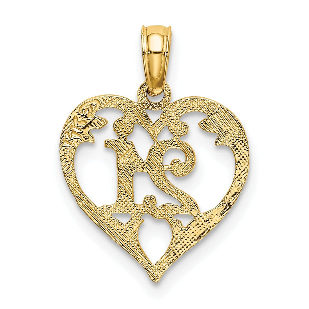 Lovely Rita's Pendants & Charms 14K Yellow Gold Solid Polished Textured Finish Age 21 In Heart Shape Design Charm Pendant