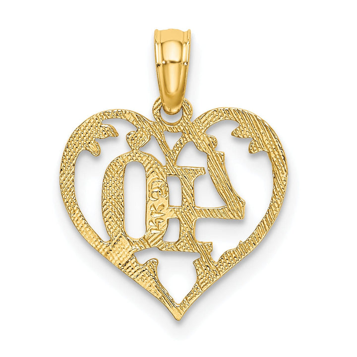 Lovely Rita's Pendants & Charms 14K Yellow Gold Solid Polished Textured Finish Age 40 In Heart Shape Design Charm Pendant