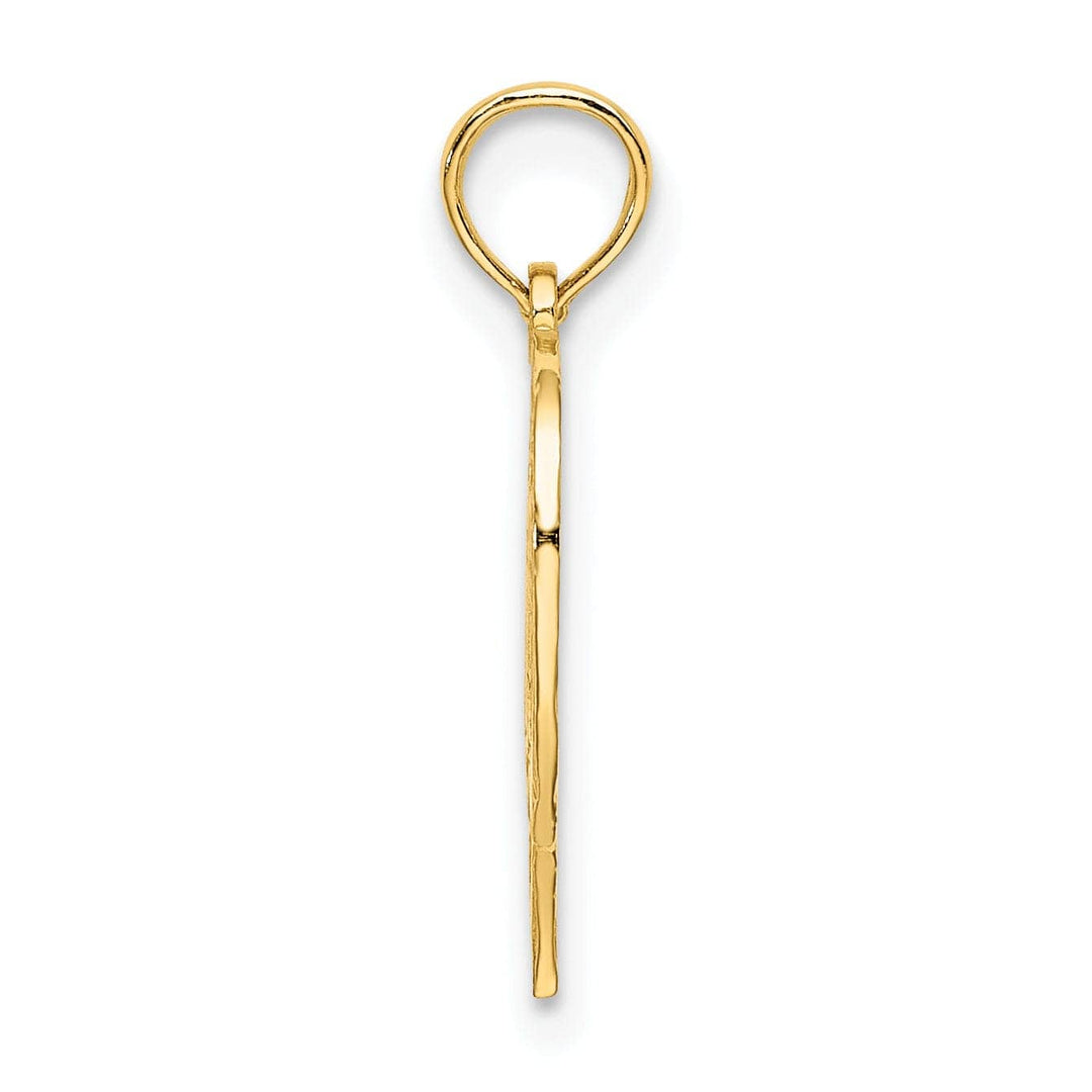 Lovely Rita's Pendants & Charms 14K Yellow Gold Solid Polished Textured Finish Age 70 In Heart Shape Design Charm Pendant