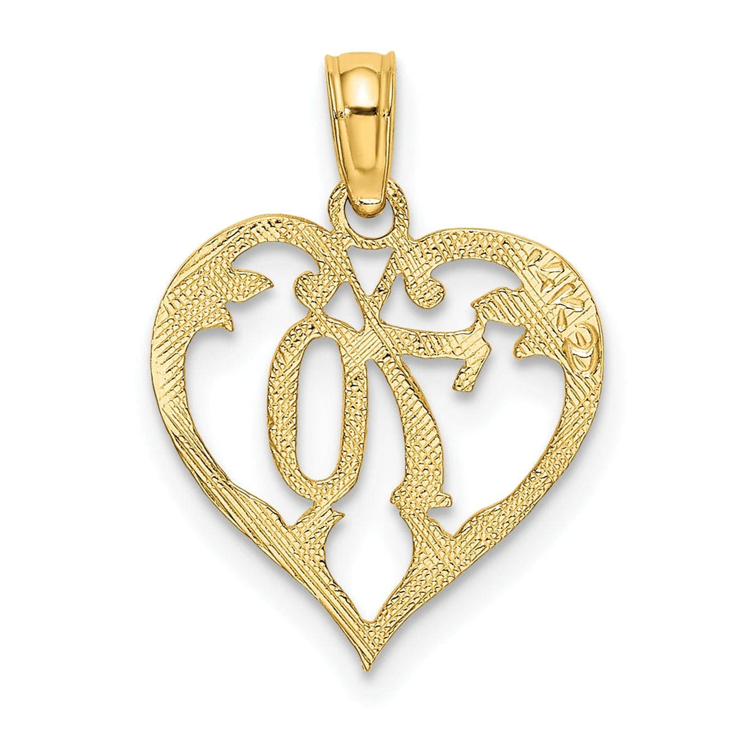 Lovely Rita's Pendants & Charms 14K Yellow Gold Solid Polished Textured Finish Age 70 In Heart Shape Design Charm Pendant