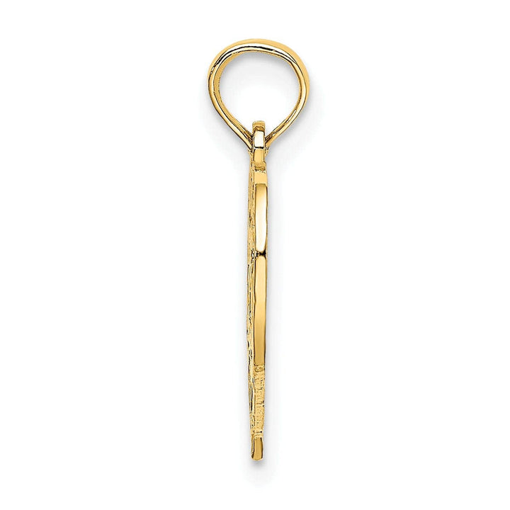 Lovely Rita's Pendants & Charms 14K Yellow Gold Solid Polished Textured Finish Age 75 In Heart Shape Design Charm Pendant