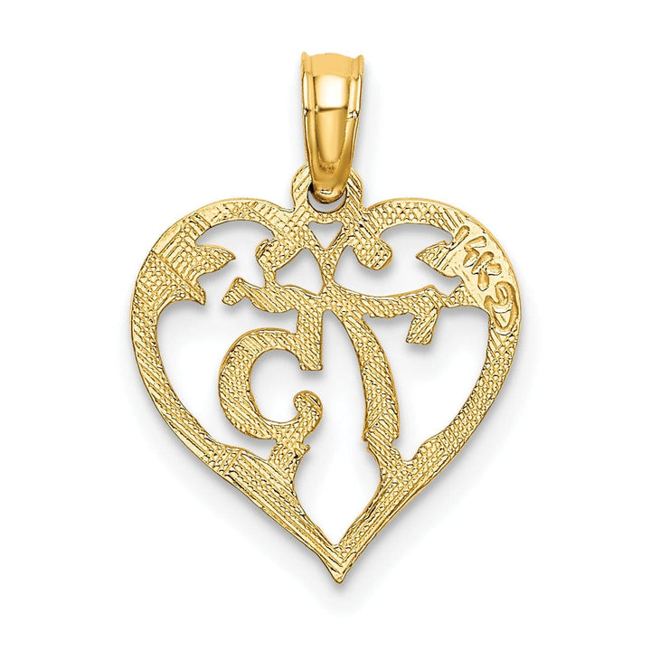Lovely Rita's Pendants & Charms 14K Yellow Gold Solid Polished Textured Finish Age 75 In Heart Shape Design Charm Pendant