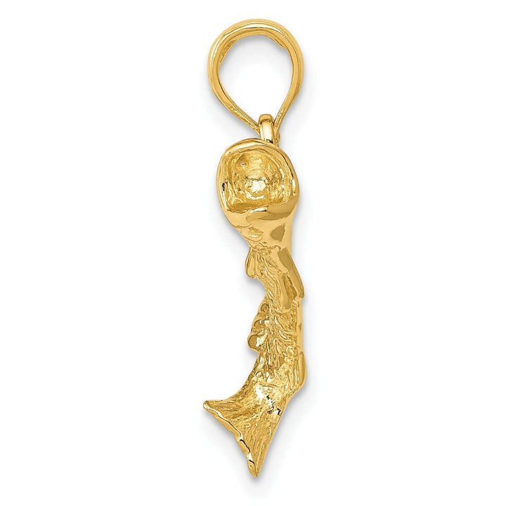 Lovely Rita's Pendants & Charms 14k Yellow Gold Solid Polished Textured Finish Bass Fish Jumping Charm Pendant
