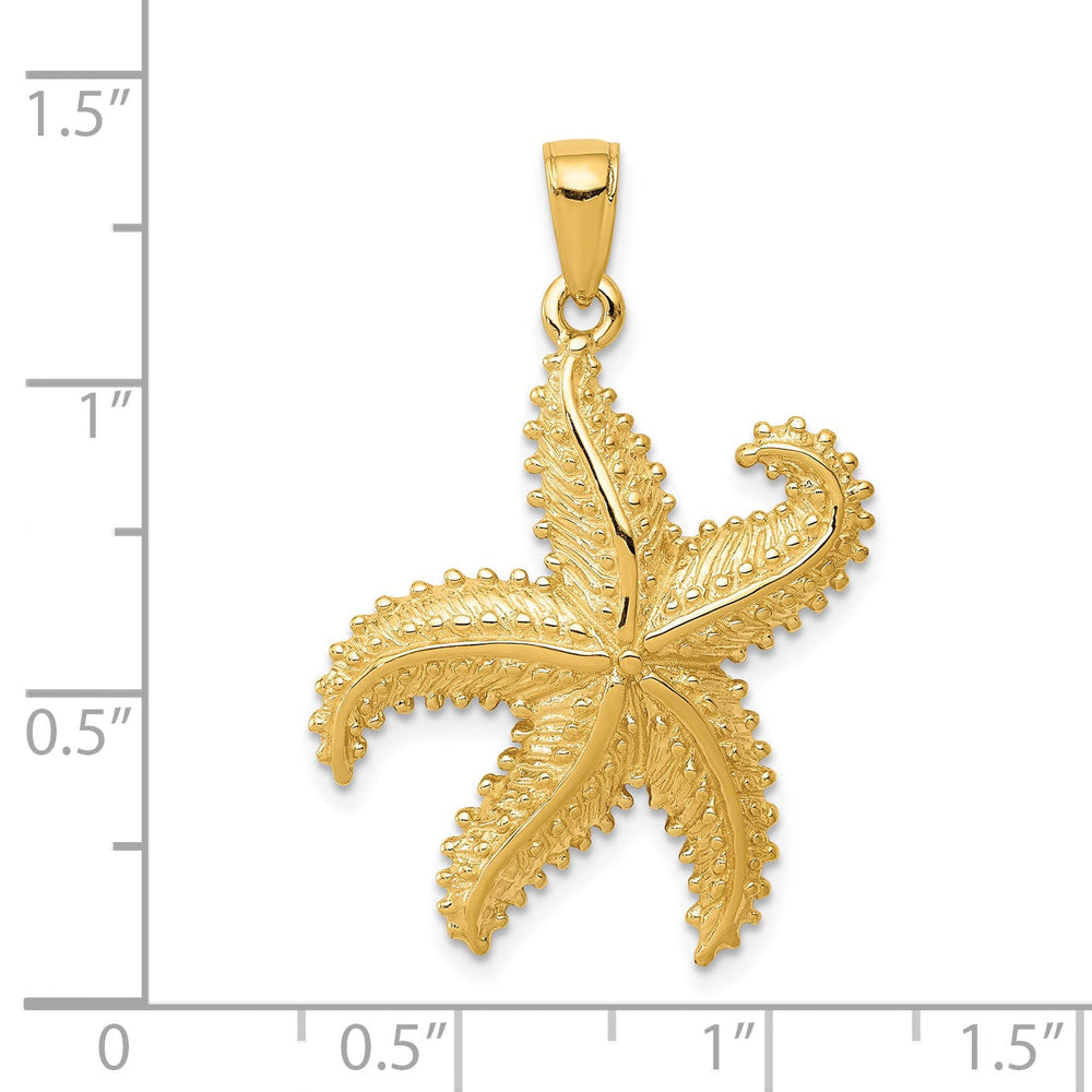 Lovely Rita's Pendants & Charms 14K Yellow Gold Solid Polished Textured Finish Beaded Design Starfish Charm Pendant