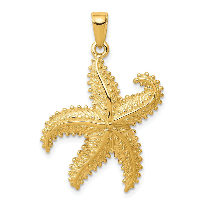 Lovely Rita's Pendants & Charms 14K Yellow Gold Solid Polished Textured Finish Beaded Design Starfish Charm Pendant