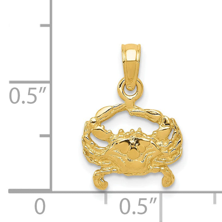 Lovely Rita's Pendants & Charms 14k Yellow Gold Solid Polished Textured Finish Blue Claw Crab Charm Pendant