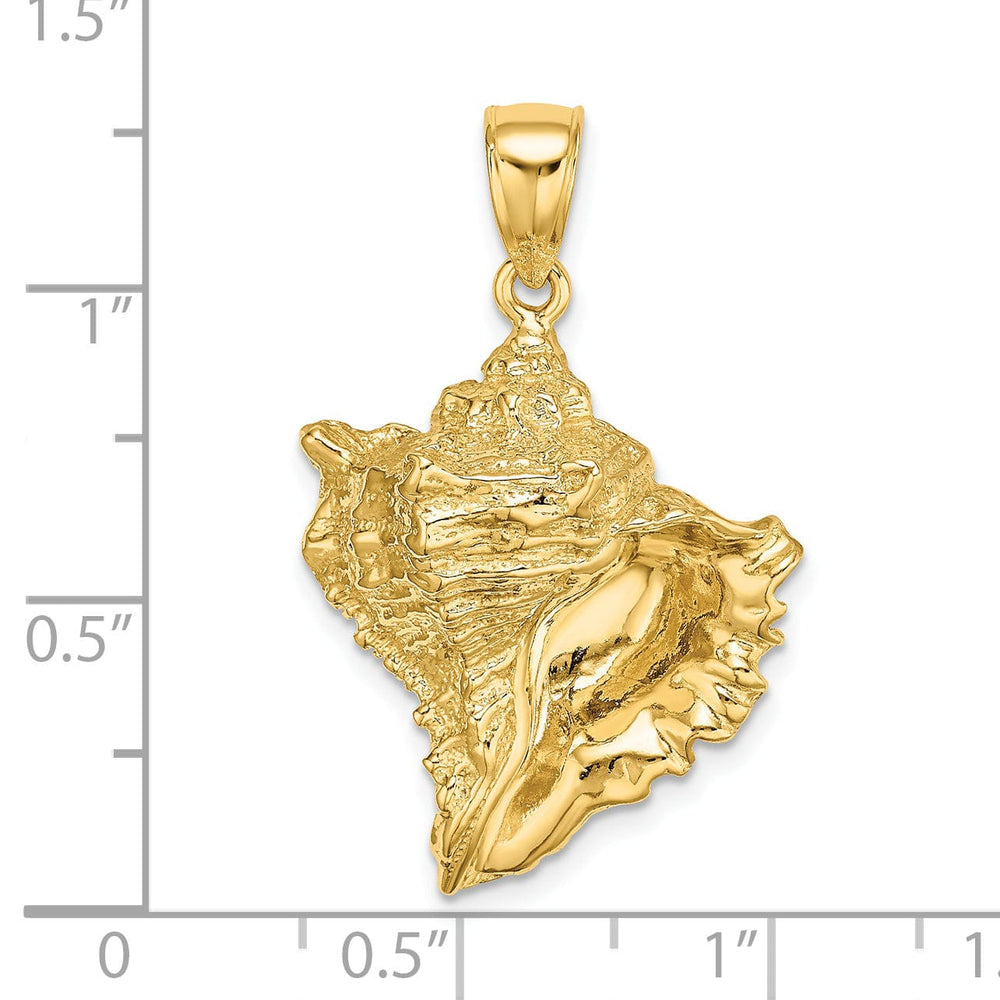 Lovely Rita's Pendants & Charms 14K Yellow Gold Solid Polished Textured Finish Conch Shell Charm Pendant