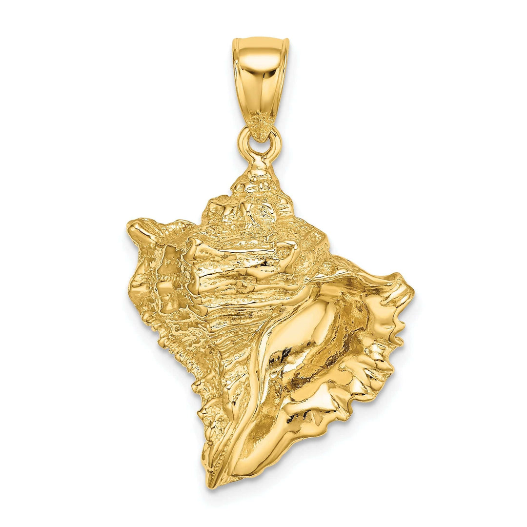 Lovely Rita's Pendants & Charms 14K Yellow Gold Solid Polished Textured Finish Conch Shell Charm Pendant