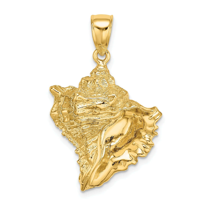 Lovely Rita's Pendants & Charms 14K Yellow Gold Solid Polished Textured Finish Conch Shell Charm Pendant