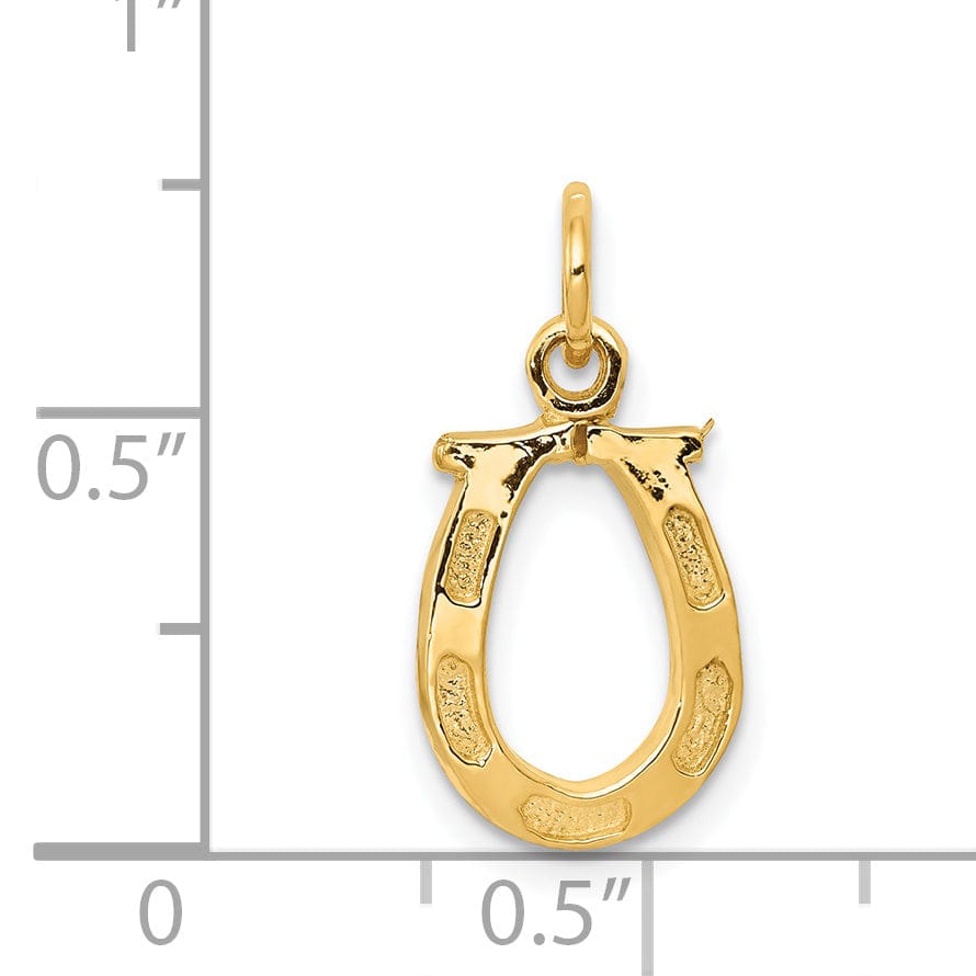 Lovely Rita's Pendants & Charms 14k Yellow Gold Solid Polished Textured Finish Flat Back Horseshoe Charm Pendant