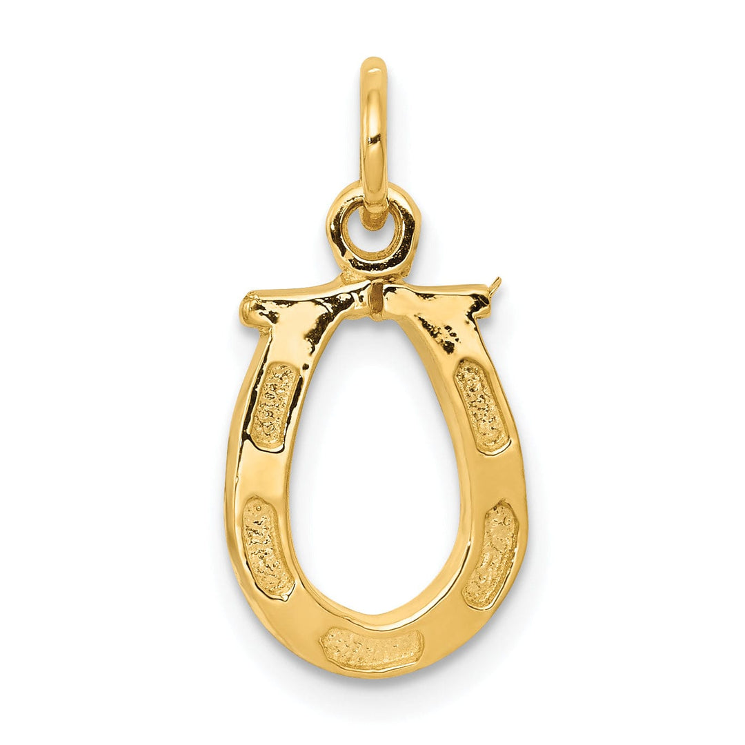 Lovely Rita's Pendants & Charms 14k Yellow Gold Solid Polished Textured Finish Flat Back Horseshoe Charm Pendant