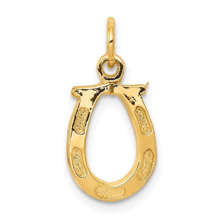 Lovely Rita's Pendants & Charms 14k Yellow Gold Solid Polished Textured Finish Flat Back Horseshoe Charm Pendant