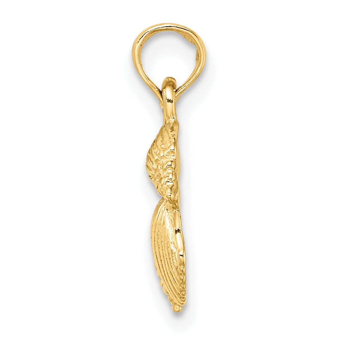 Lovely Rita's Pendants & Charms 14K Yellow Gold Solid Polished Textured Finish Four Shell Cluster Pendant