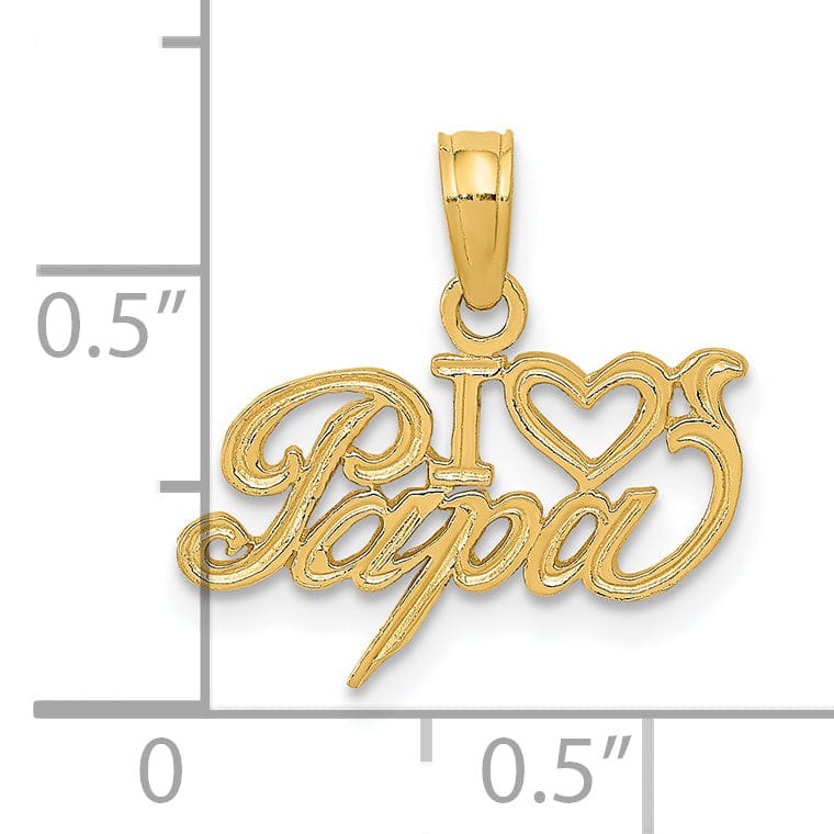 Lovely Rita's Pendants & Charms 14k Yellow Gold Solid Polished Textured Finish I Heart PAPA Design Charm Pendant