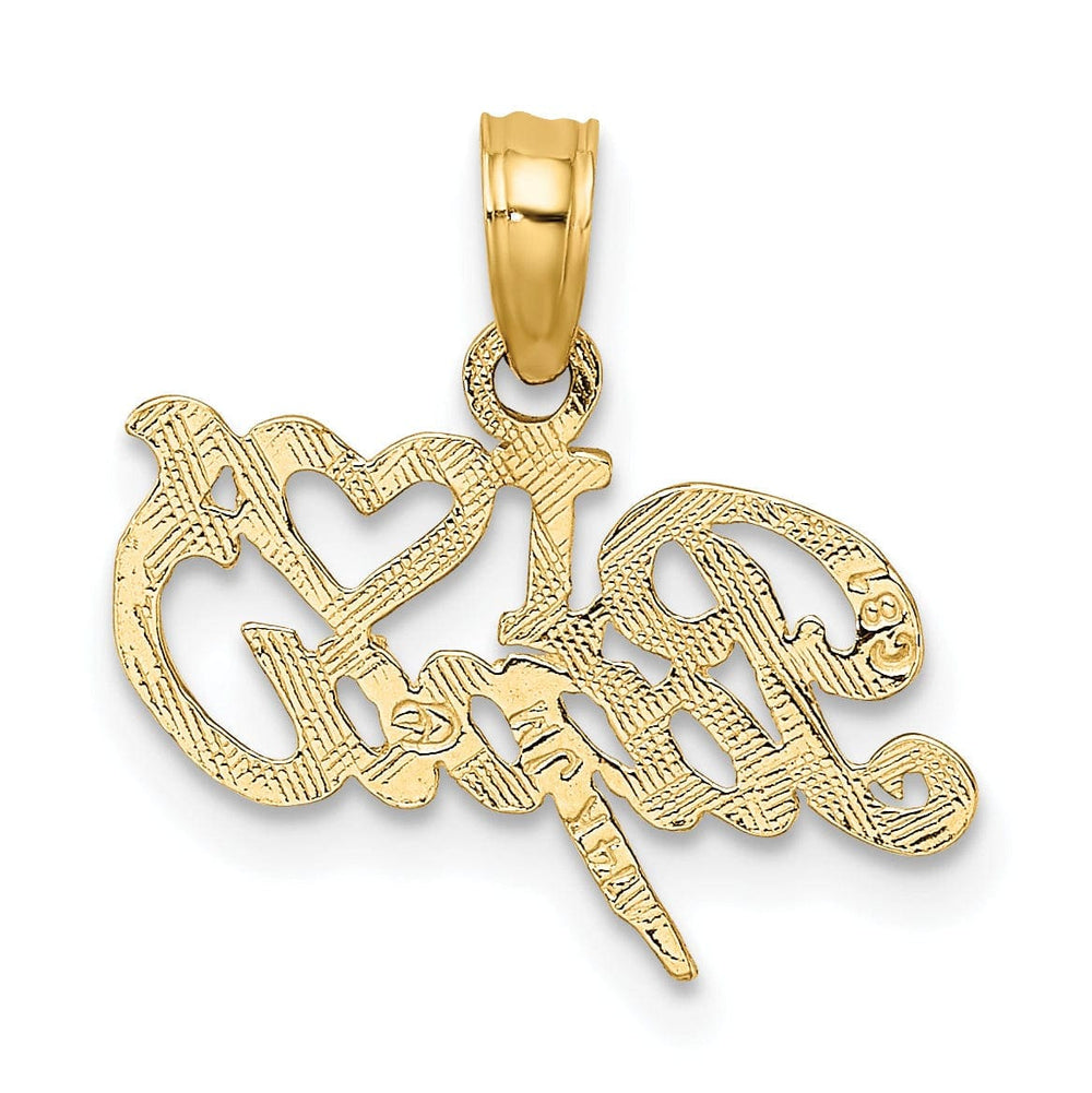 Lovely Rita's Pendants & Charms 14k Yellow Gold Solid Polished Textured Finish I Heart PAPA Design Charm Pendant