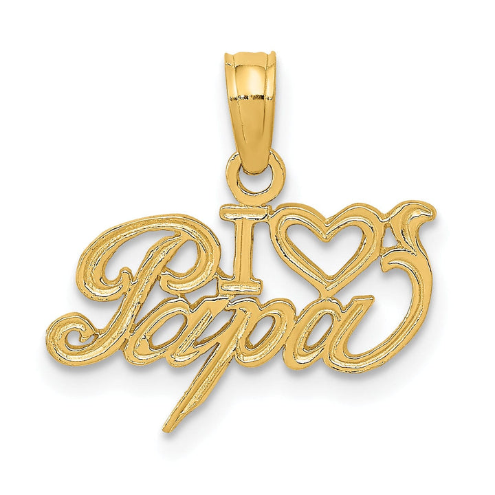 Lovely Rita's Pendants & Charms 14k Yellow Gold Solid Polished Textured Finish I Heart PAPA Design Charm Pendant