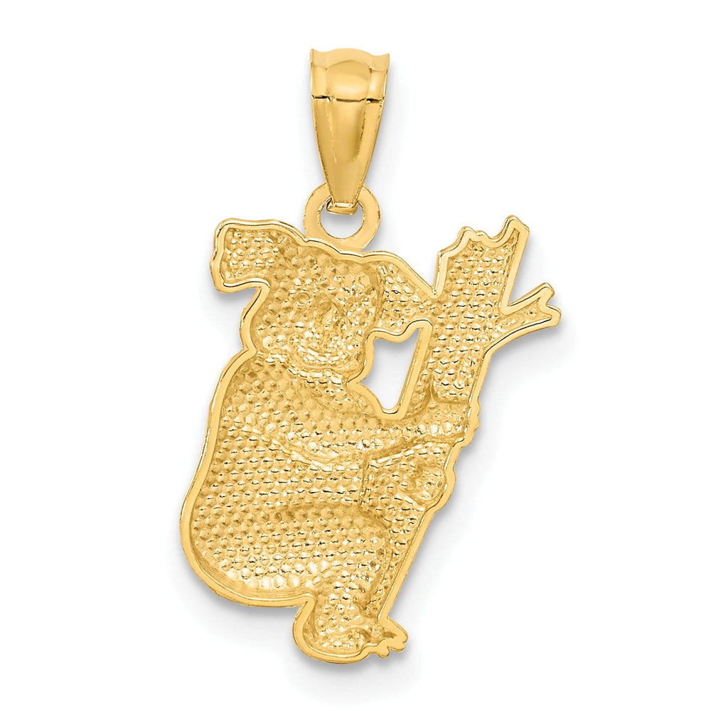 Lovely Rita's Pendants & Charms 14k Yellow Gold Solid Polished Textured Finish Koala Climbing on Branch Design Charm Pendant