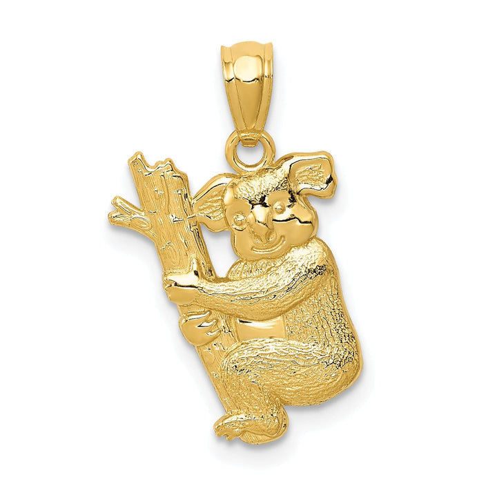Lovely Rita's Pendants & Charms 14k Yellow Gold Solid Polished Textured Finish Koala Climbing on Branch Design Charm Pendant