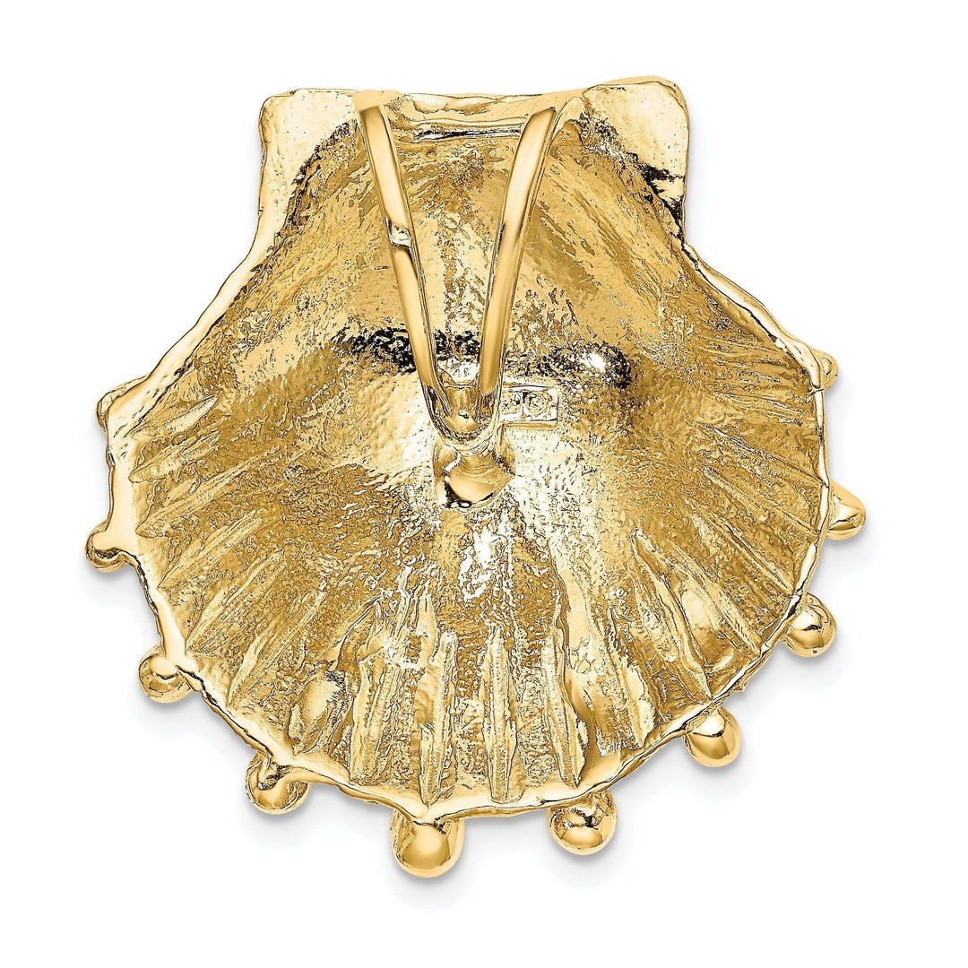 Lovely Rita's Pendants & Charms 14K Yellow Gold Solid Polished Textured Finish Lions Paw Sea Shell Slide Pendant Fits up to 10mm Fancy Omega