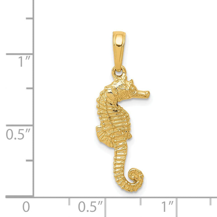 Lovely Rita's Pendants & Charms 14K Yellow Gold Solid Polished Textured Finish Men's Seahorse Charm Pendant