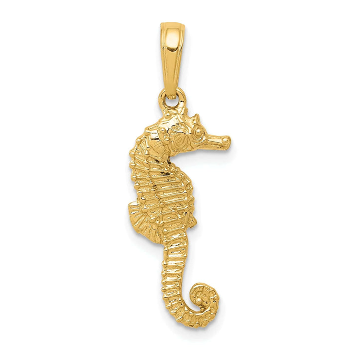 Lovely Rita's Pendants & Charms 14K Yellow Gold Solid Polished Textured Finish Men's Seahorse Charm Pendant